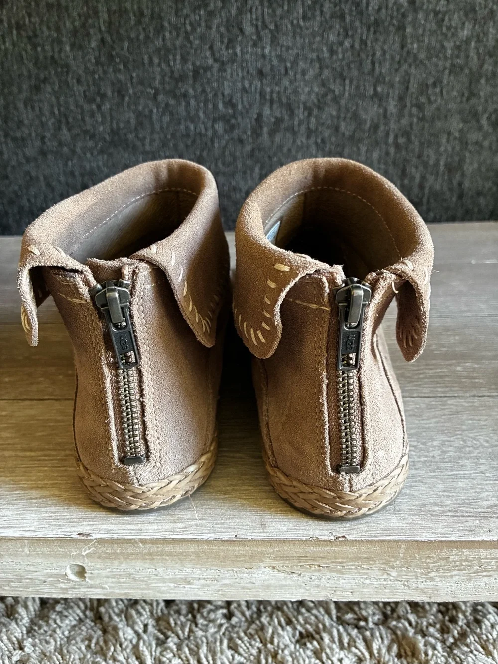 Women’s UGG Varney Tan Suede Ankle Boots Moccasins